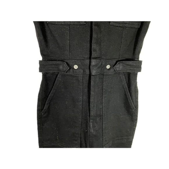 Good American Fit For Success Short Sleeve Black Denim Jumpsuit Sz 0 - Picture 5 of 11